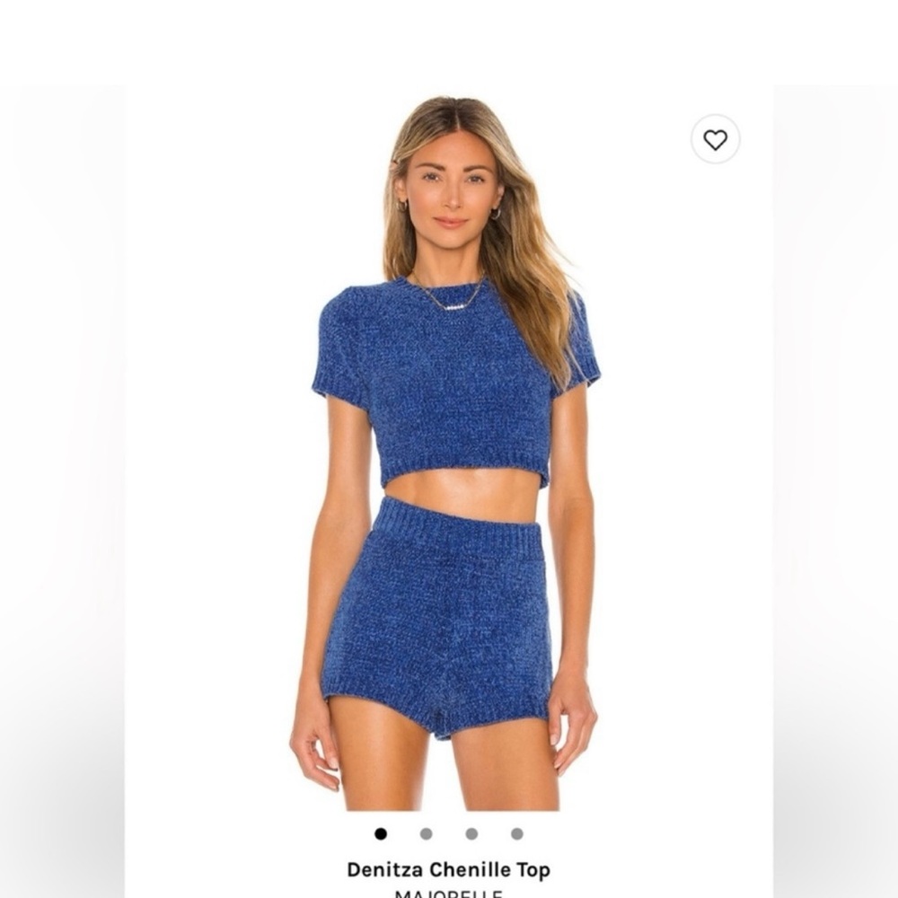 MAJORELLE Blue Chenille Crop Top